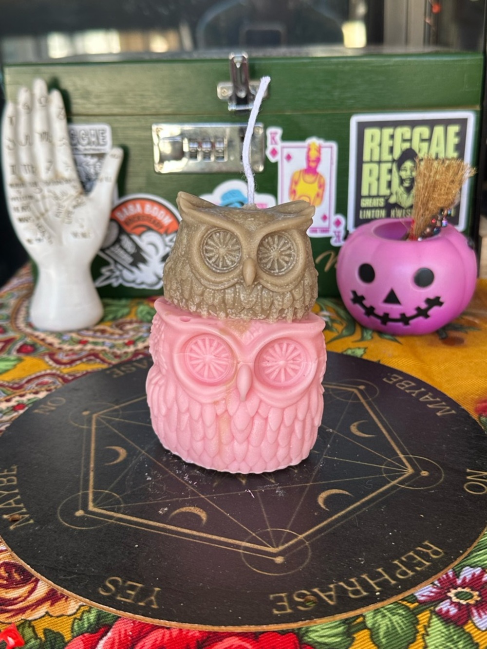 Bronze & Blush Owl Candle – Handcrafted Decorative Candle